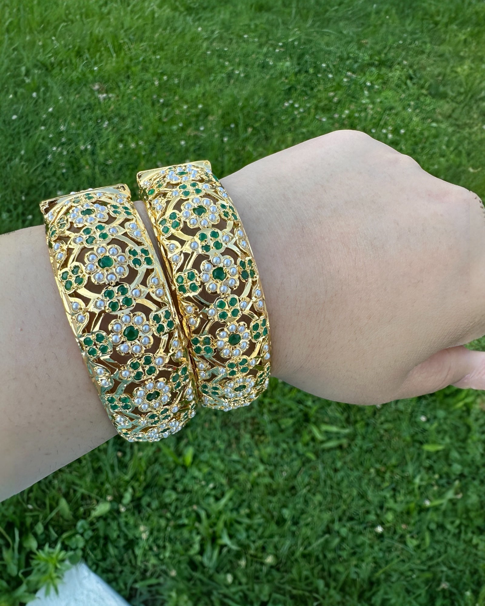 B9 Shibra bangles in green one pair ( SHIPS IN 4 WEEKS )
