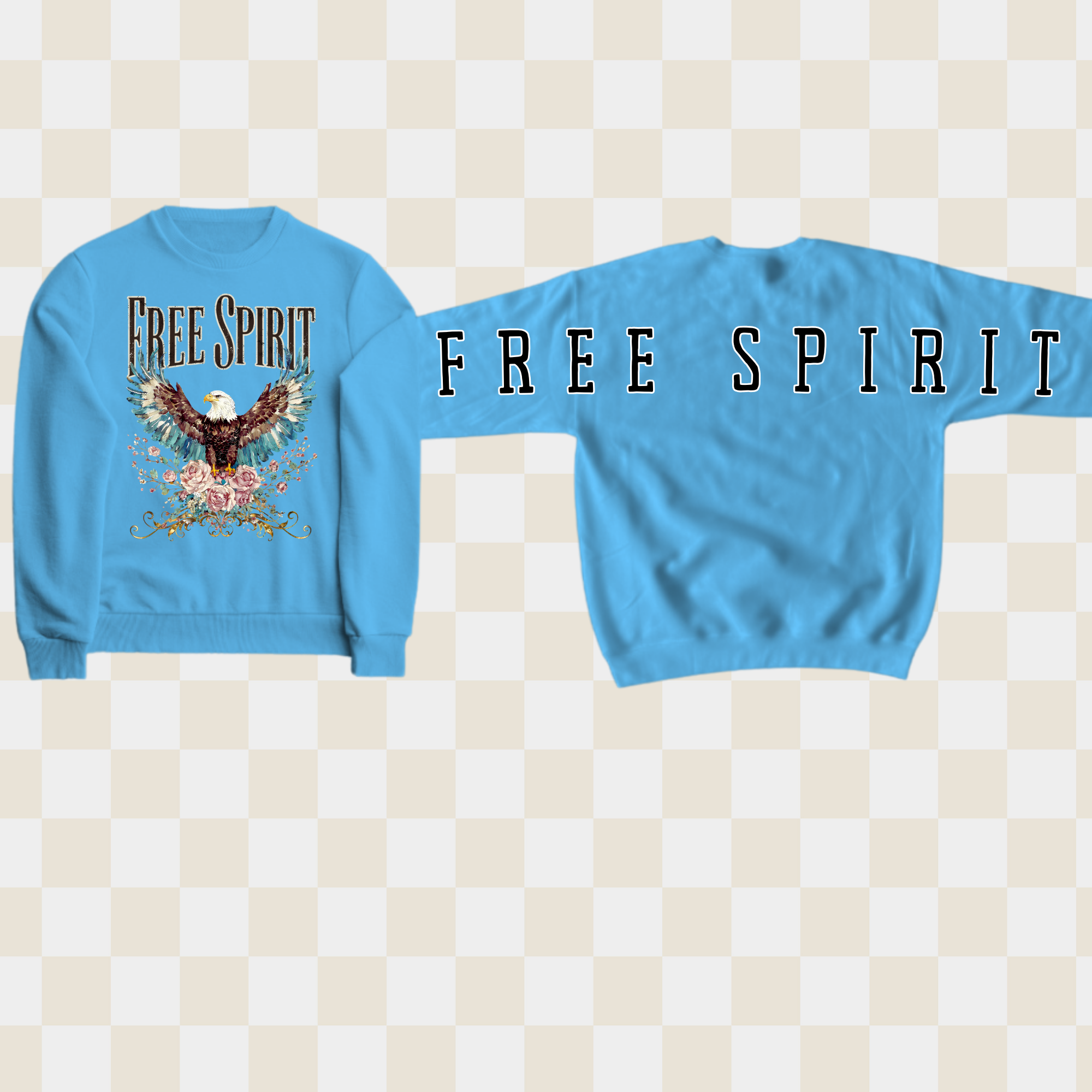 Free Spirit Eagle/Floral1 Crewneck Sweatshirt