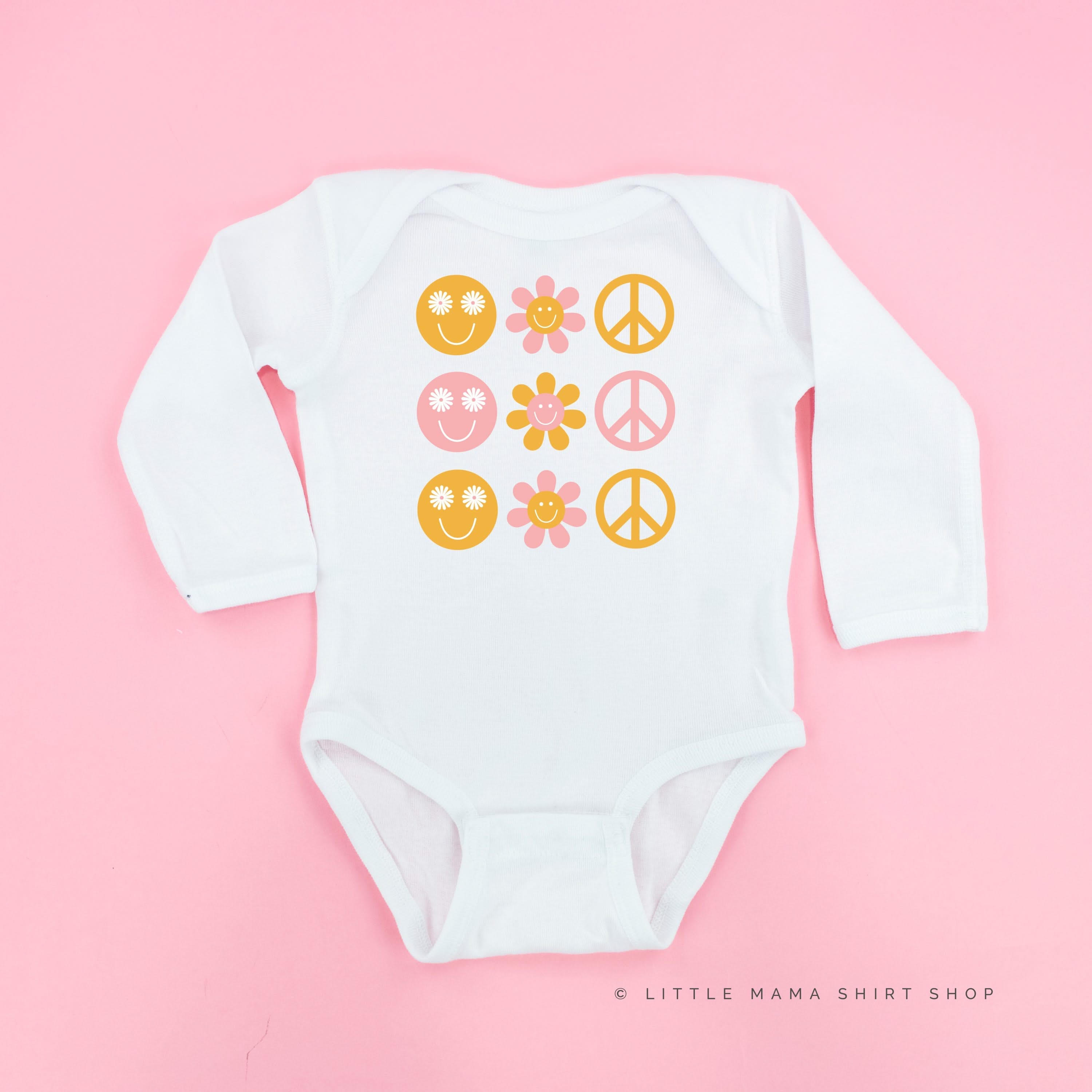 3x3 - Retro Happy Flowers - Child Long Sleeve Tee