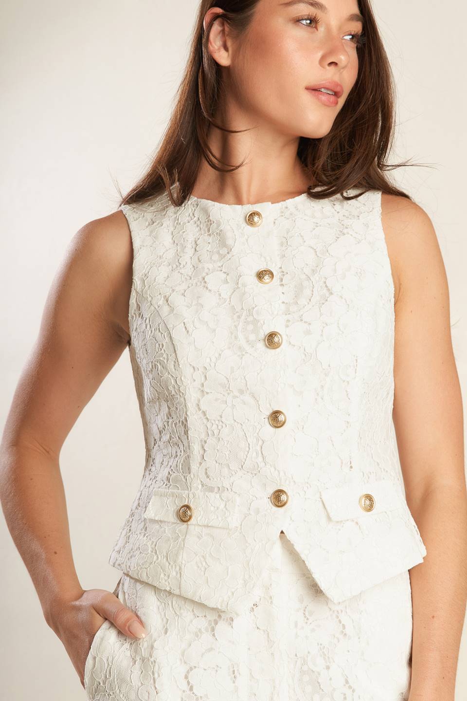 THINK LATER WOVEN LACE VEST