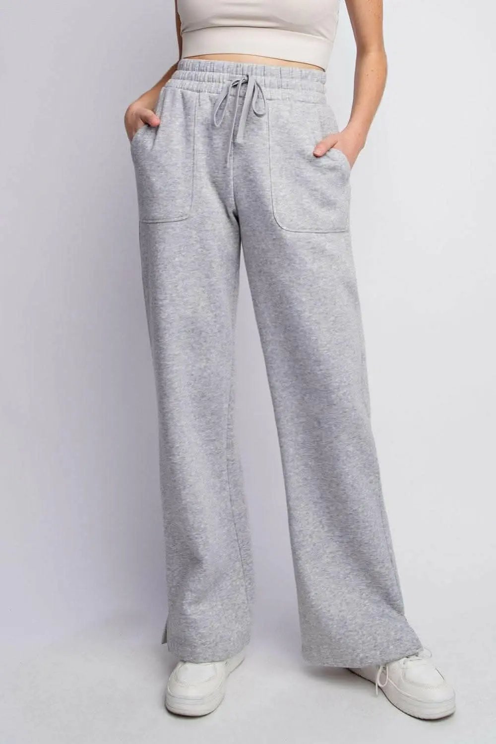 Sweatpants - Drawstring Slit Detail - Straight Leg Loungewear