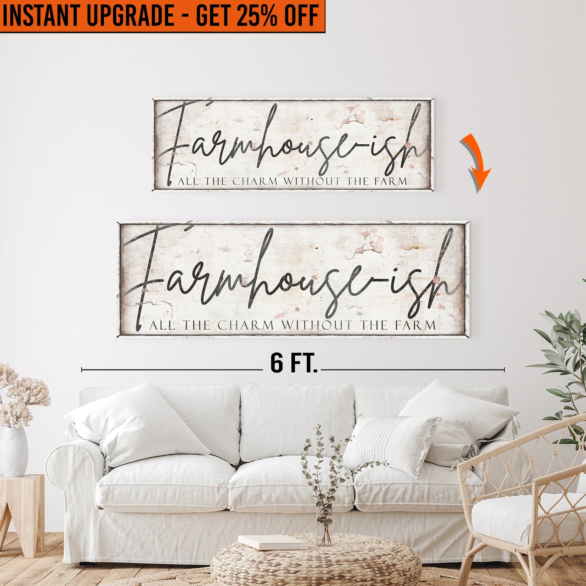 Upgrade Your 48x16 Inches &amp;#39;Farmhouse-ish Sign IV&amp;#39; To 60x20 Inches Canvas