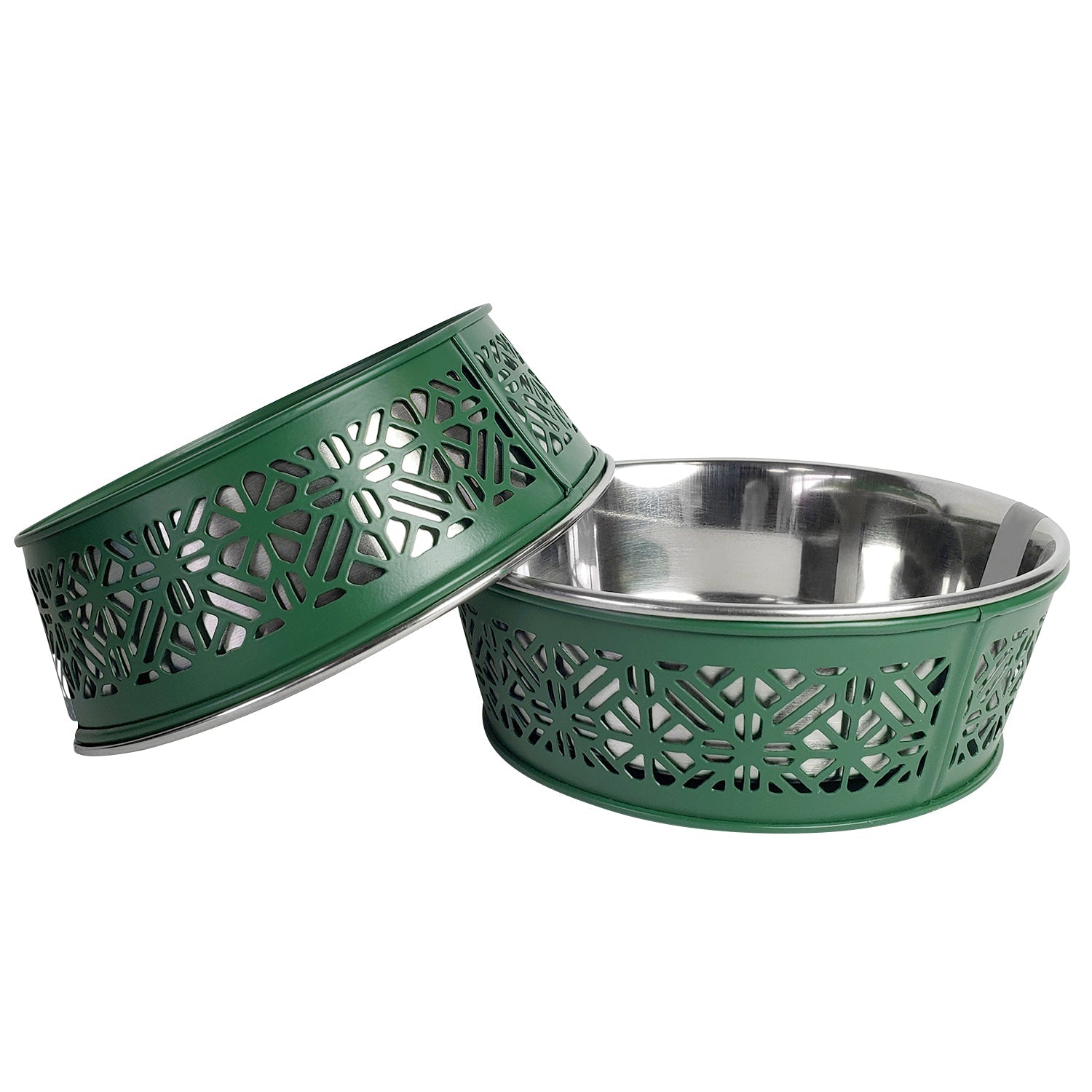 Country Living Set of 2 Stainless Steel Dog Bowls – Farmhouse Style, Ideal for Small to Medium Dogs