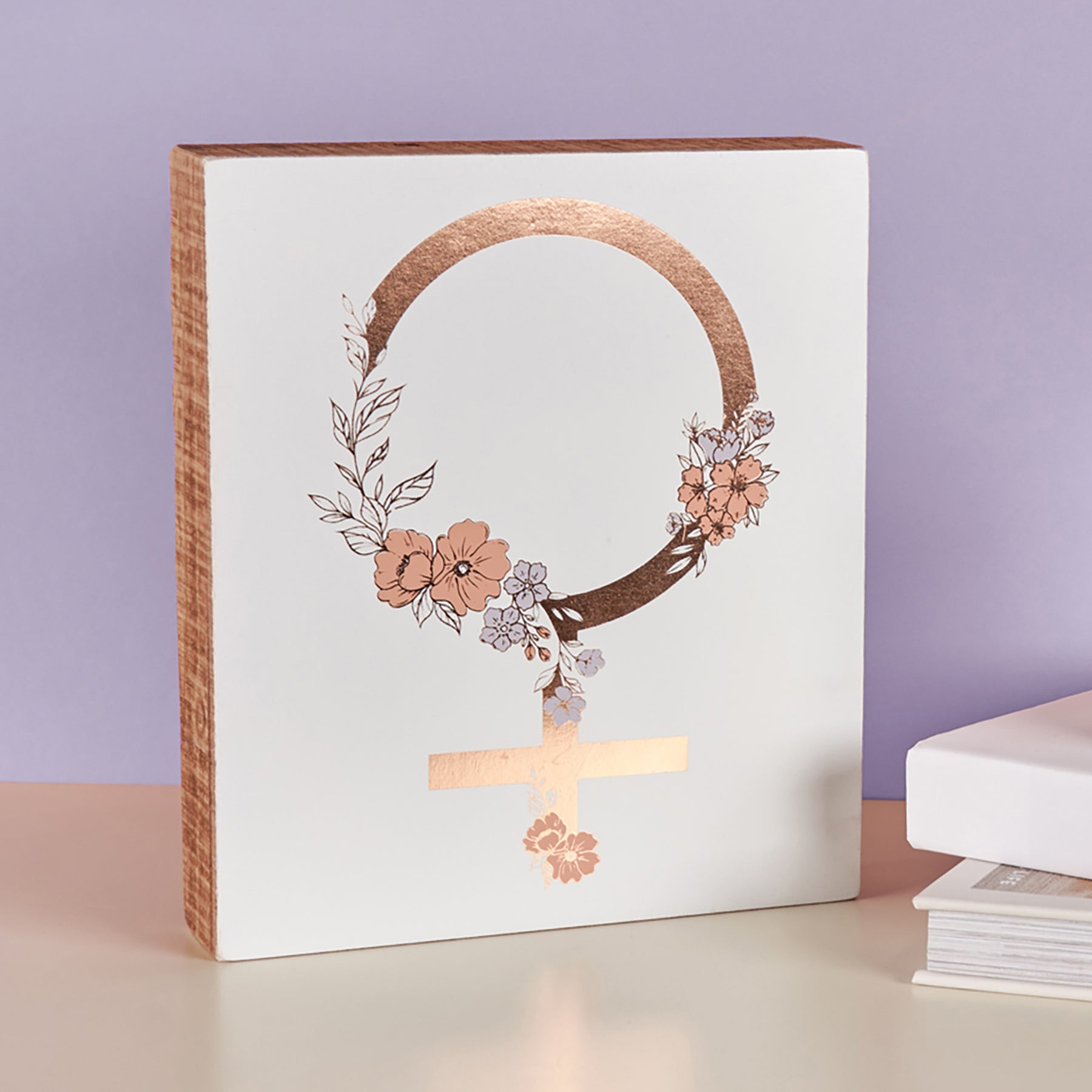 Female Box Sign | Female Gender Symbol Wooden Sign Decor | 7.75&amp;quot; x 9&amp;quot;