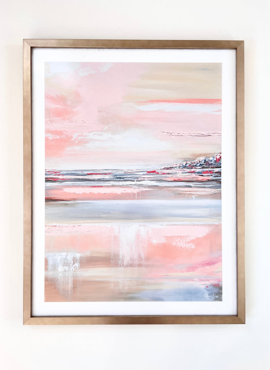 "Romantic Impressions" GICLEE PRINT Art Pink White Grey Beige Coastal Abstract Painting Modern Wall Art