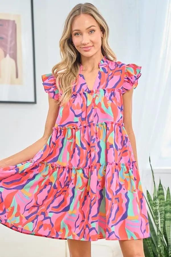 Trendsi Printed Ruffle Dress Women&amp;#39;s Casual Summer Dress Cute &amp;amp; Flirty