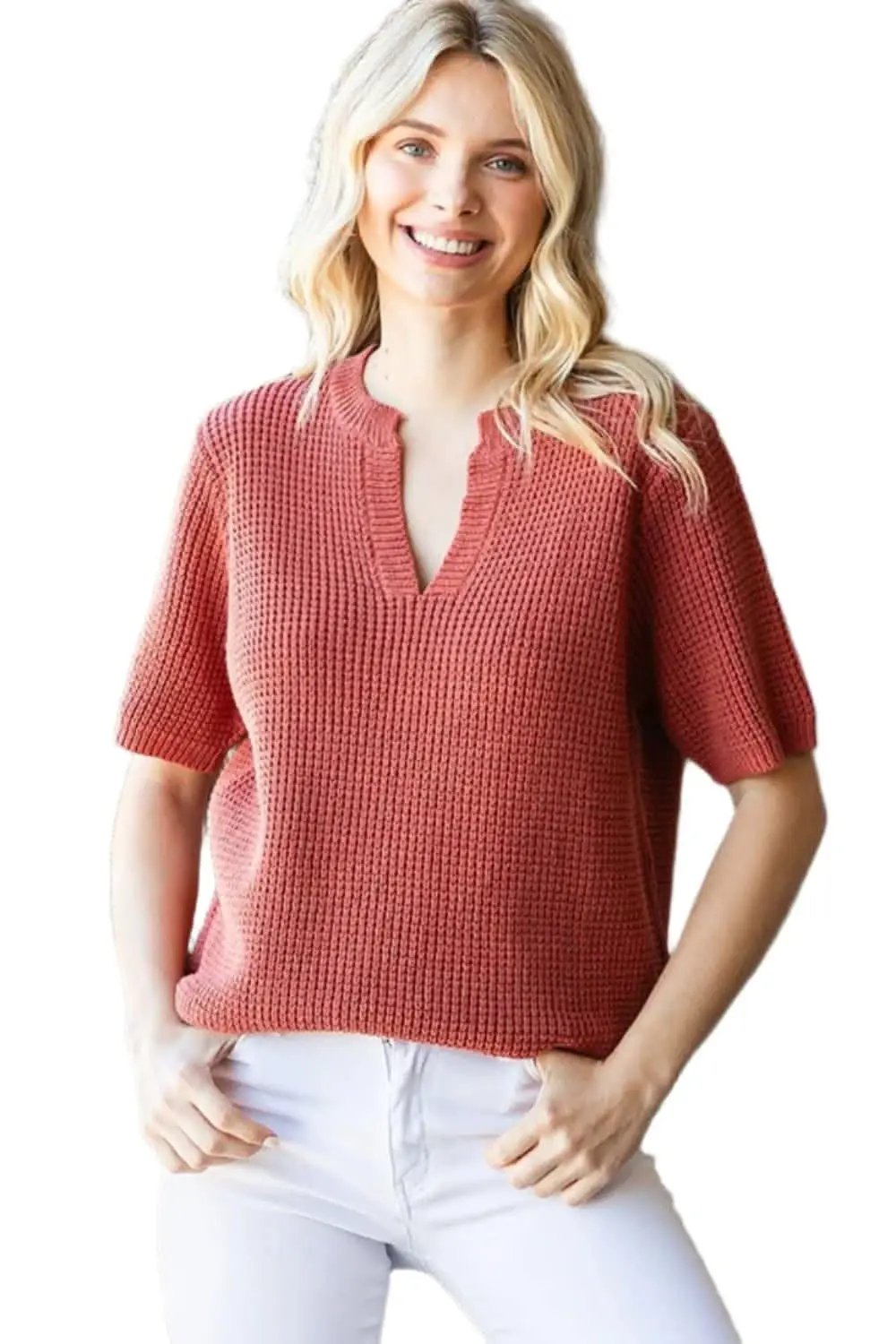 Trendsi Knit Top Women&amp;#39;s Casual Wear Short Sleeve Top Soft, Comfy