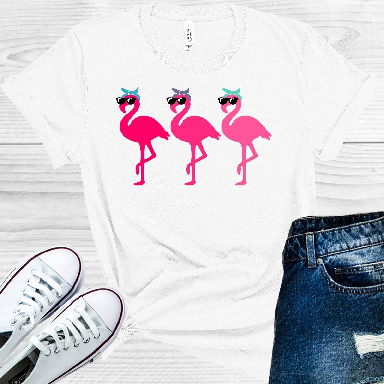 Flamingos in Sunglasses Graphic Tee