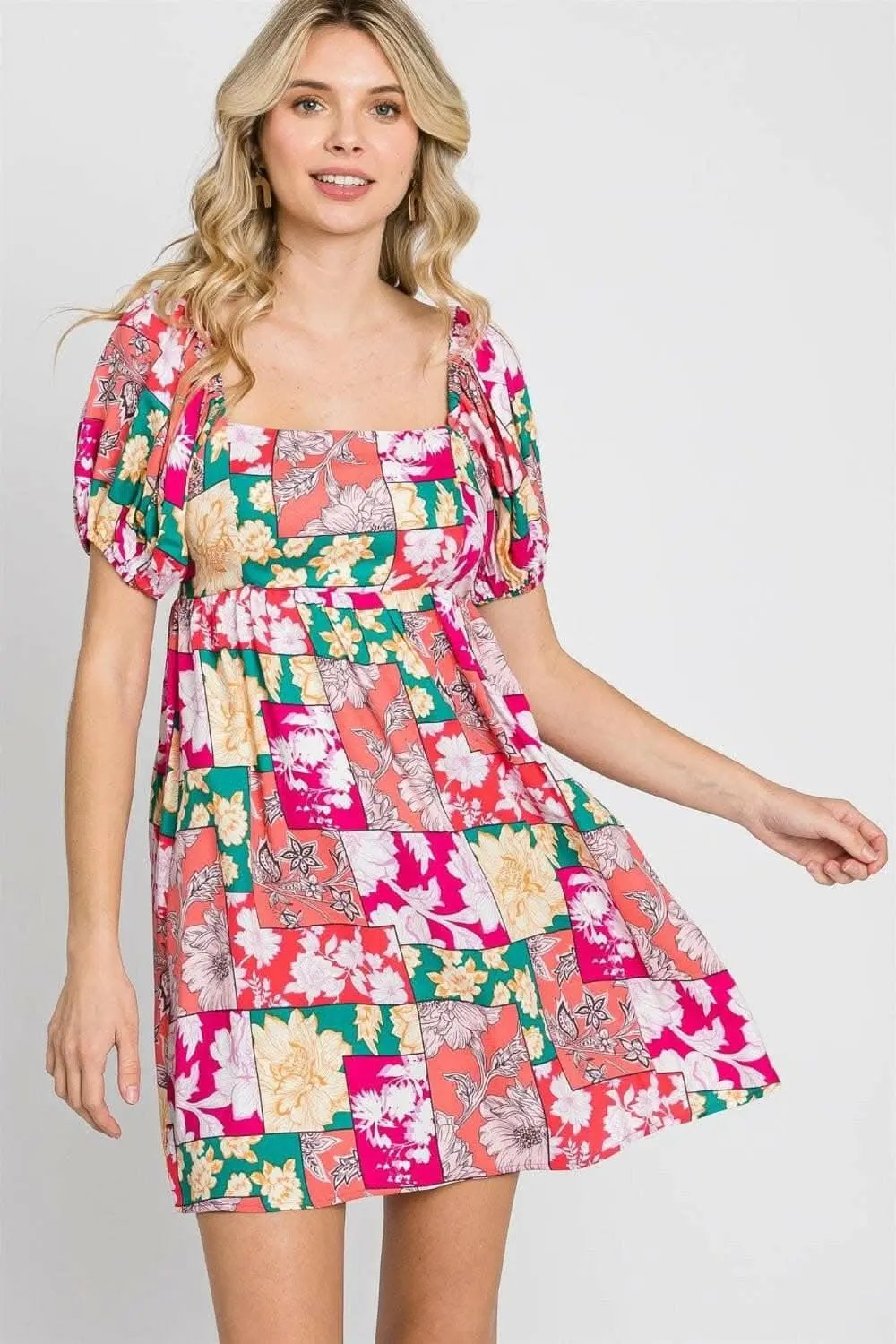 Trendsi usa - Floral Charm Ruffle Sleeve Mini Dress
