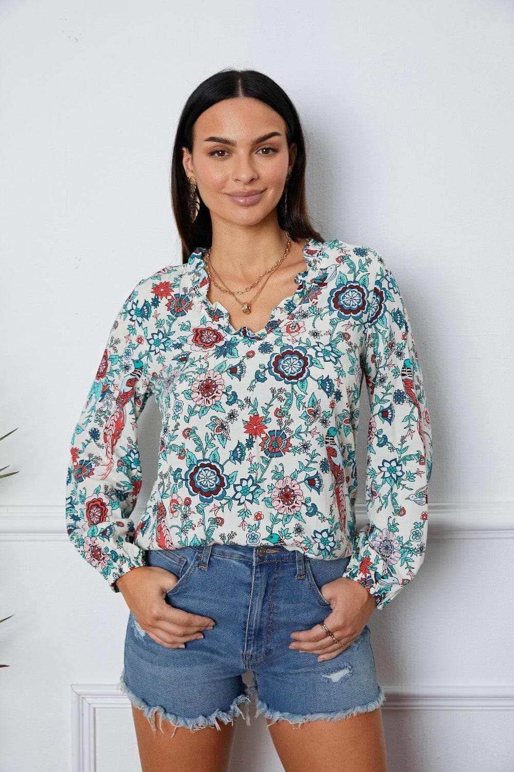 Floral Blouse Women&amp;#39;s Fashion Long Sleeve Comfortable Wear Top