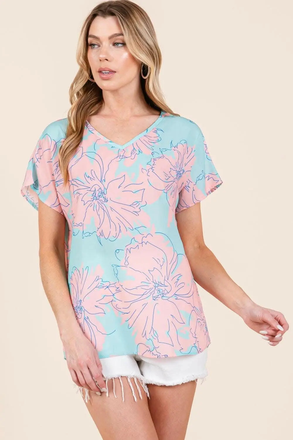 Shorts - Floral Whimsy Short Sleeve Tee