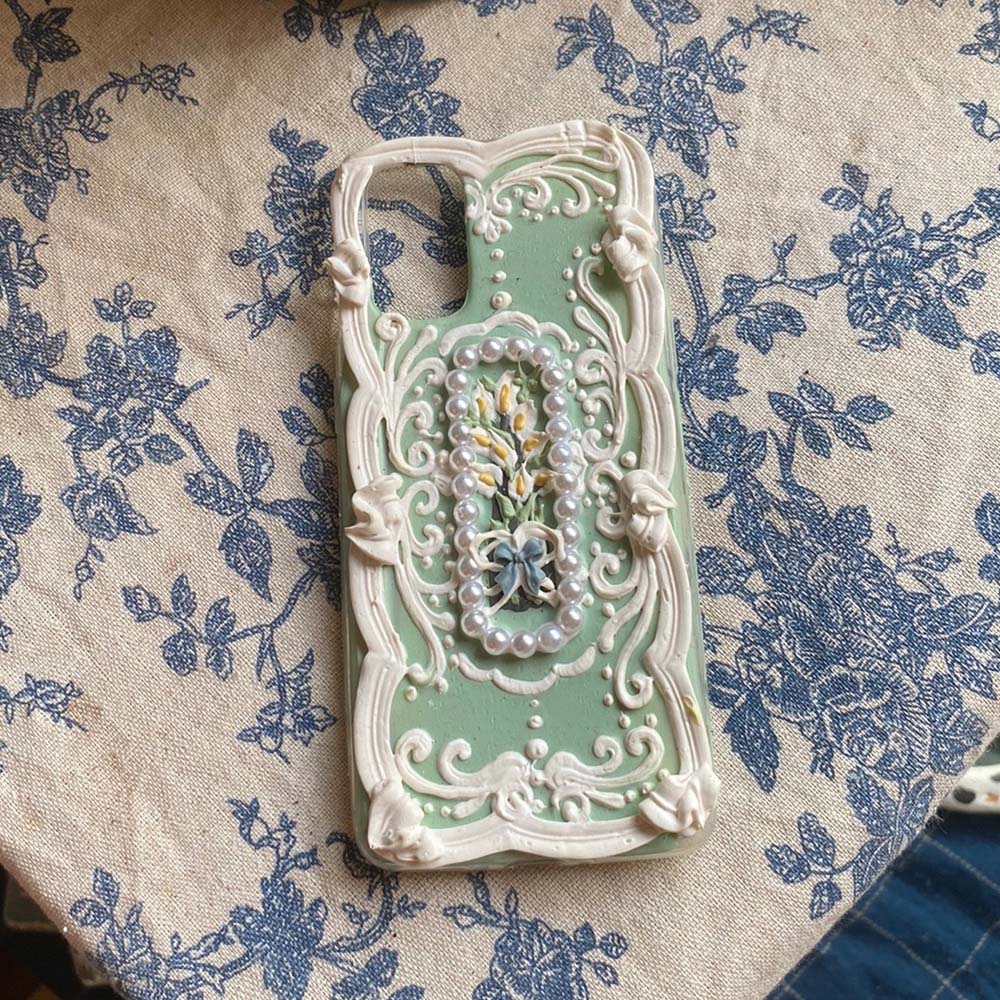 Handmade Flower 3d Oil Painting Retro Cream Mobile Phone Case (customizable) | ZAKAPOP