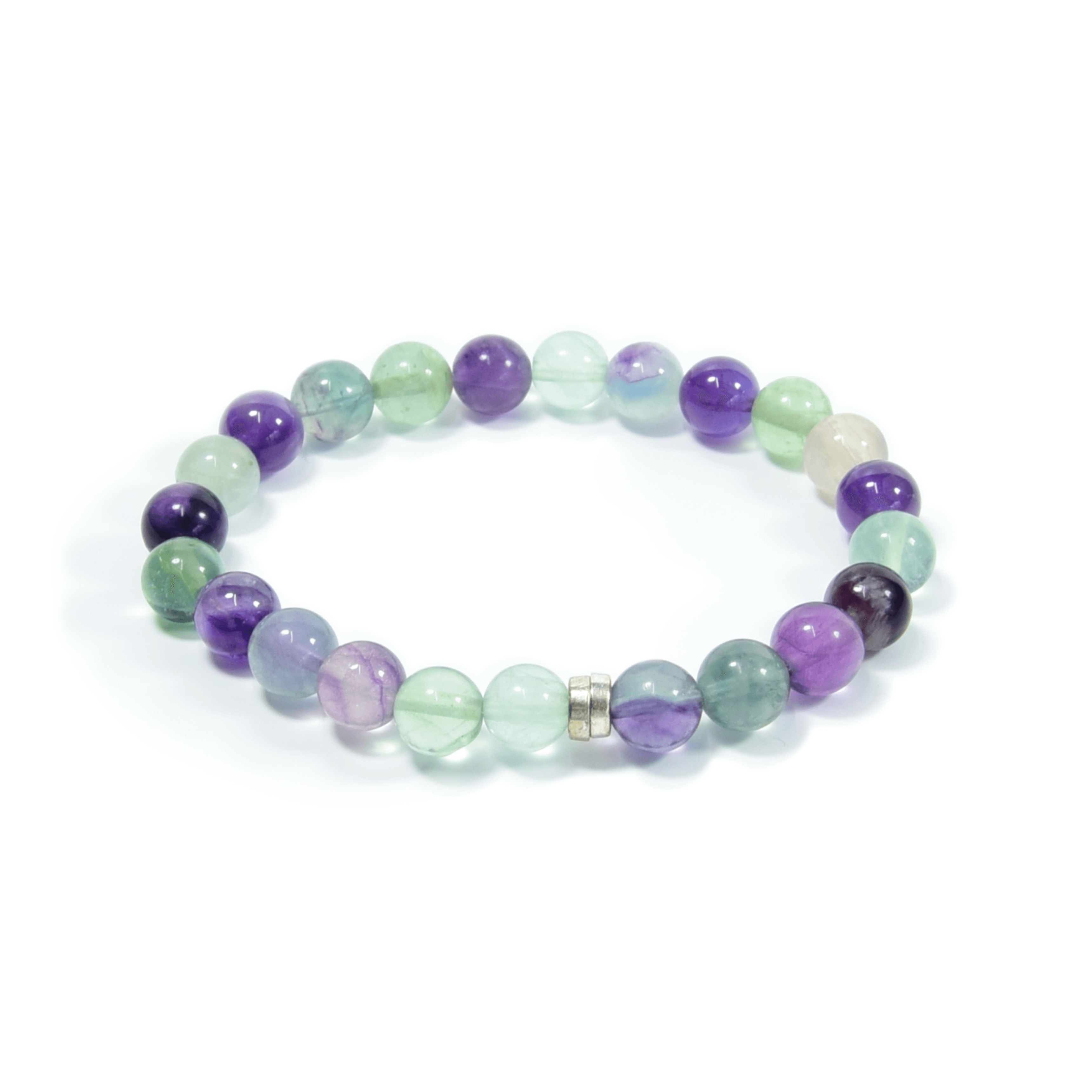 Fluorite and Amethyst Bead Bracelet