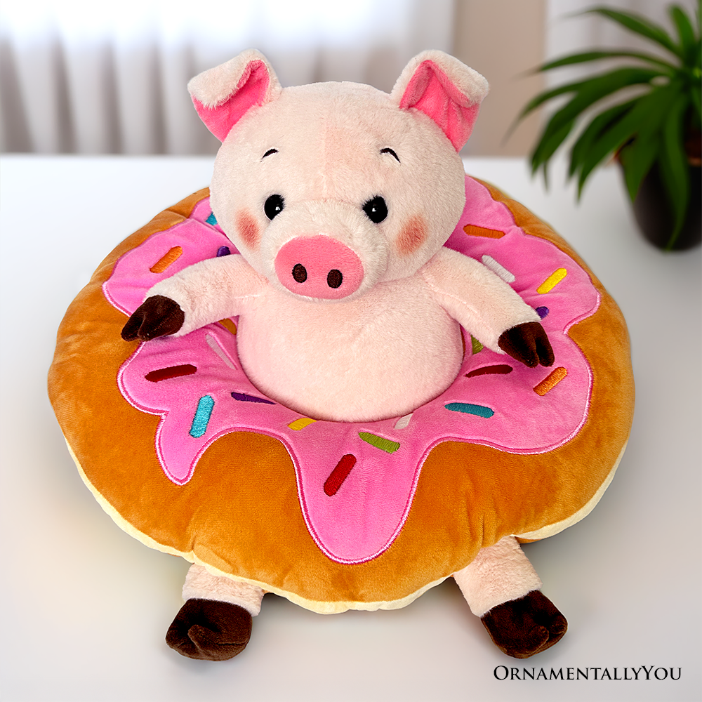 Ollie Oinker the Pig Plushie, Adorable 12&amp;quot; Donut Ring Stuffed Animal for Kids’ Gifts