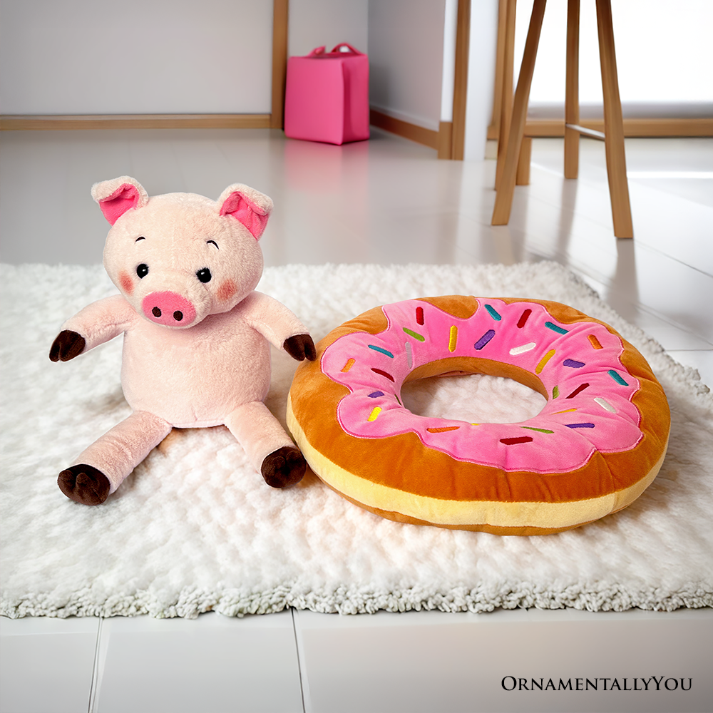 Ollie Oinker the Pig Plushie, Adorable 12&quot; Donut Ring Stuffed Animal for Kids’ Gifts
