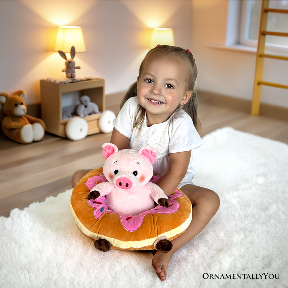 Ollie Oinker the Pig Plushie, Adorable 12&quot; Donut Ring Stuffed Animal for Kids’ Gifts