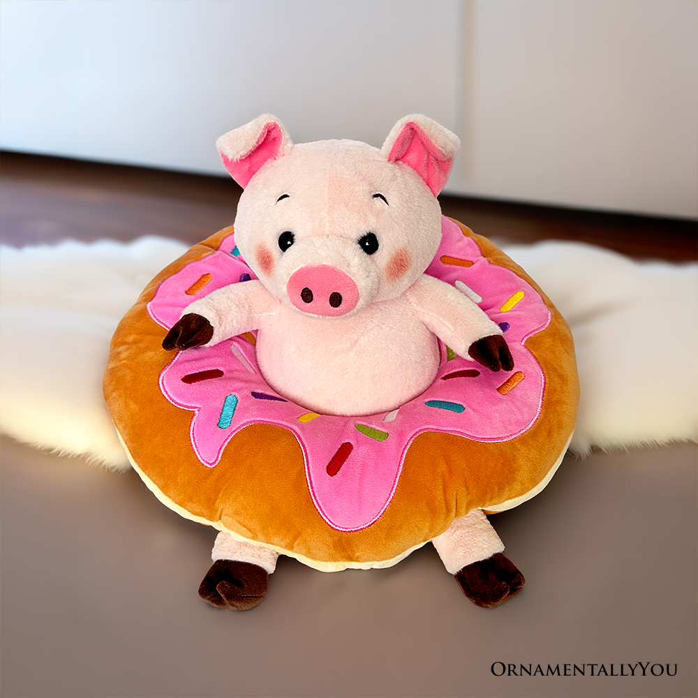 Ollie Oinker the Pig Plushie, Adorable 12&quot; Donut Ring Stuffed Animal for Kids’ Gifts
