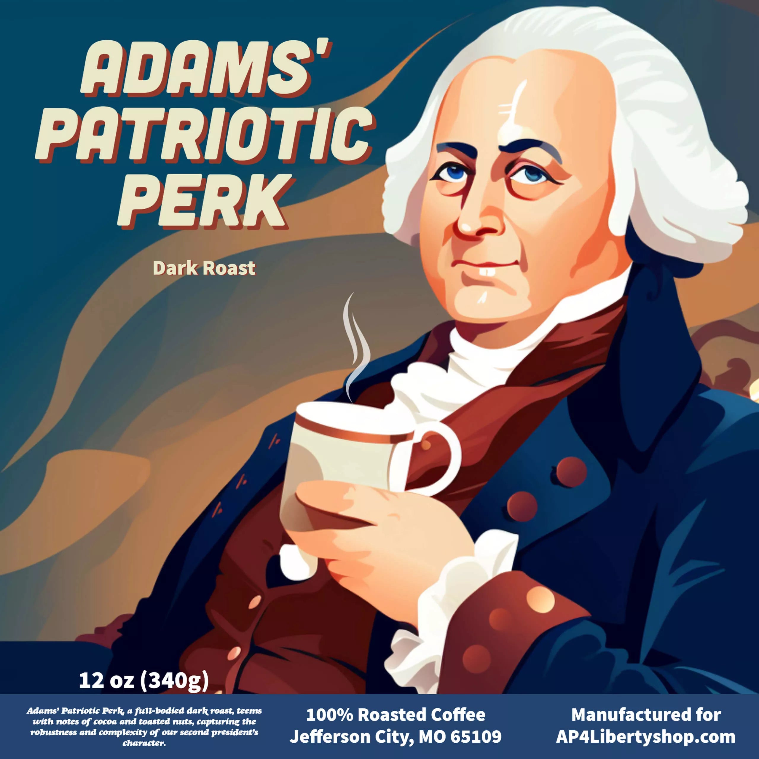 Adams&amp;#39; Patriotic Perk - Founding Flavors Coffee - 4LibertyShop.com