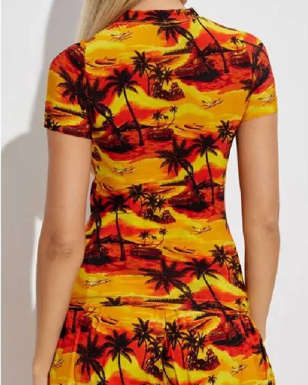 Freakier Friday Lindsay Lohan Orange Palm Tree Printed T-Shirt