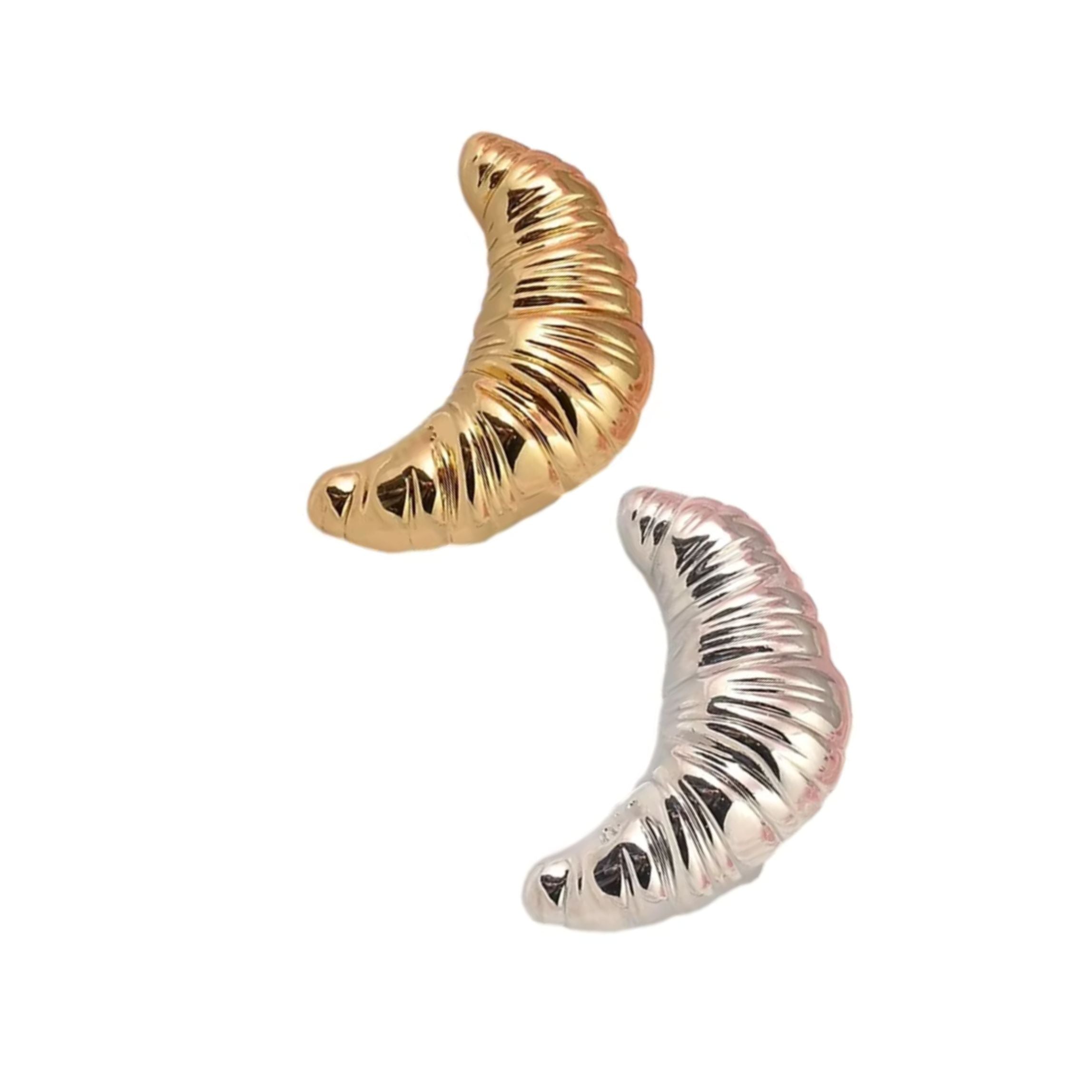 French Croissant Brooch in Gold &amp;amp; Silver 1.4&amp;quot; Metal Pin for Food Lovers