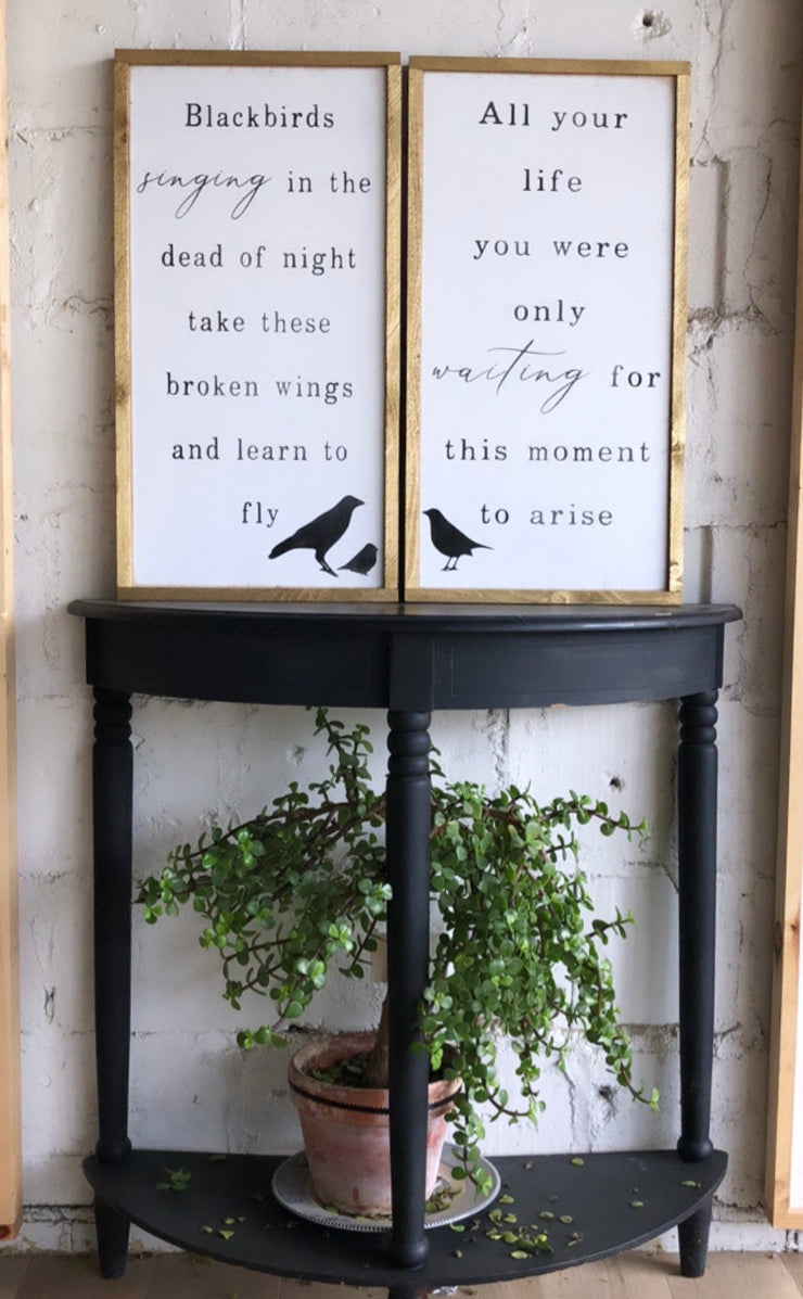 Etsy Mary Williams 36x48 horizontal white/black/black oil blackbird