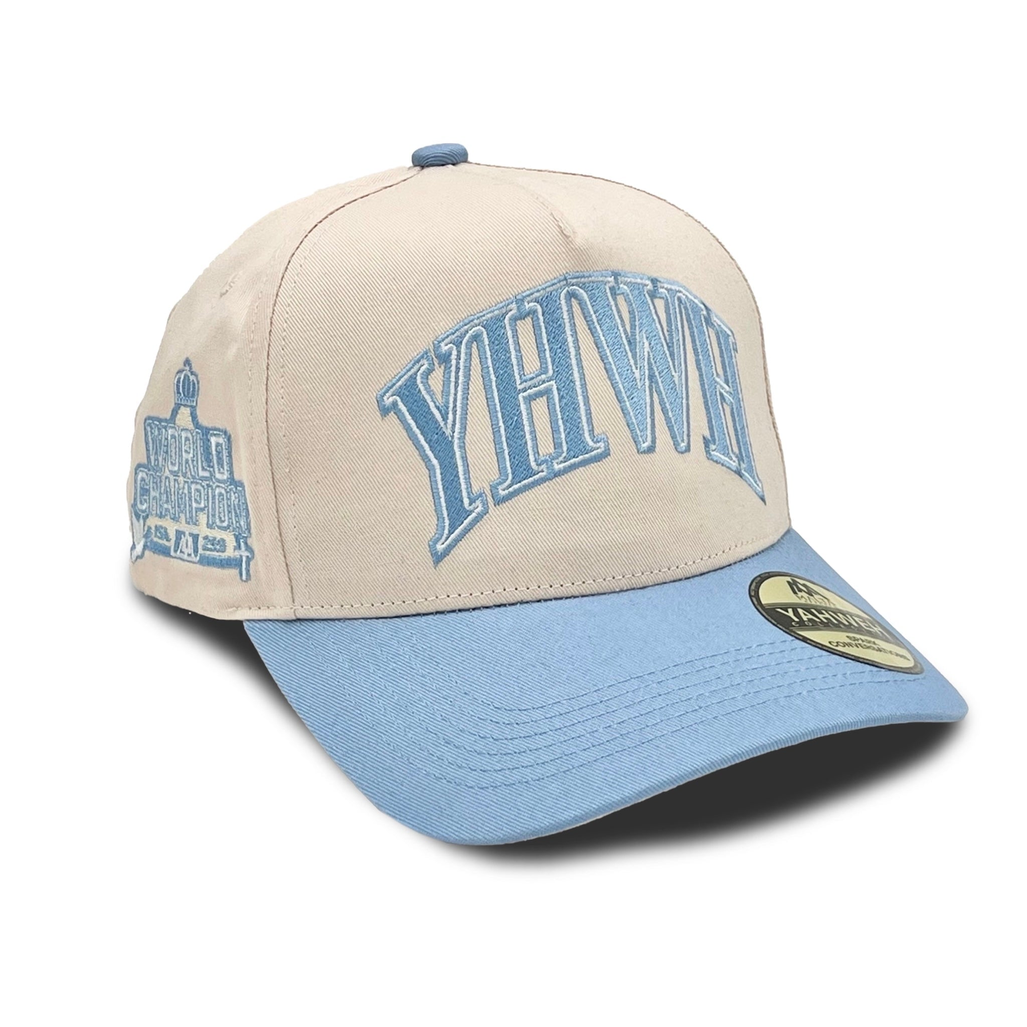 [PRE-ORDER - SHIPS NOVEMBER 26TH] ‘YHWH’ Structured SnapBack - Cream/Baby Blue