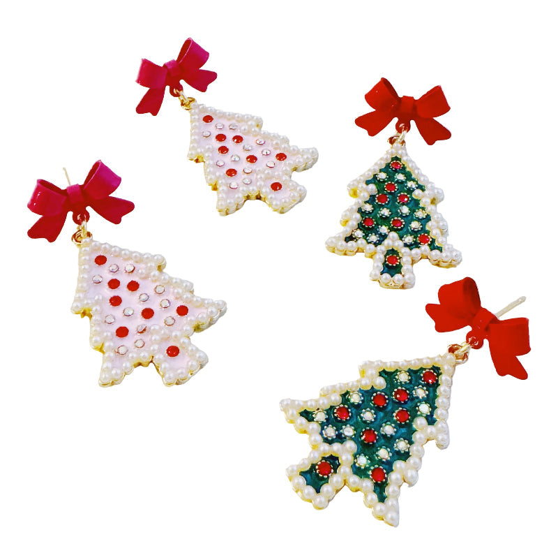 Merry and Bright Bow Tree Earrings