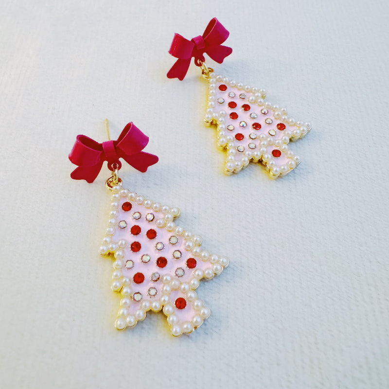 Merry and Bright Bow Tree Earrings