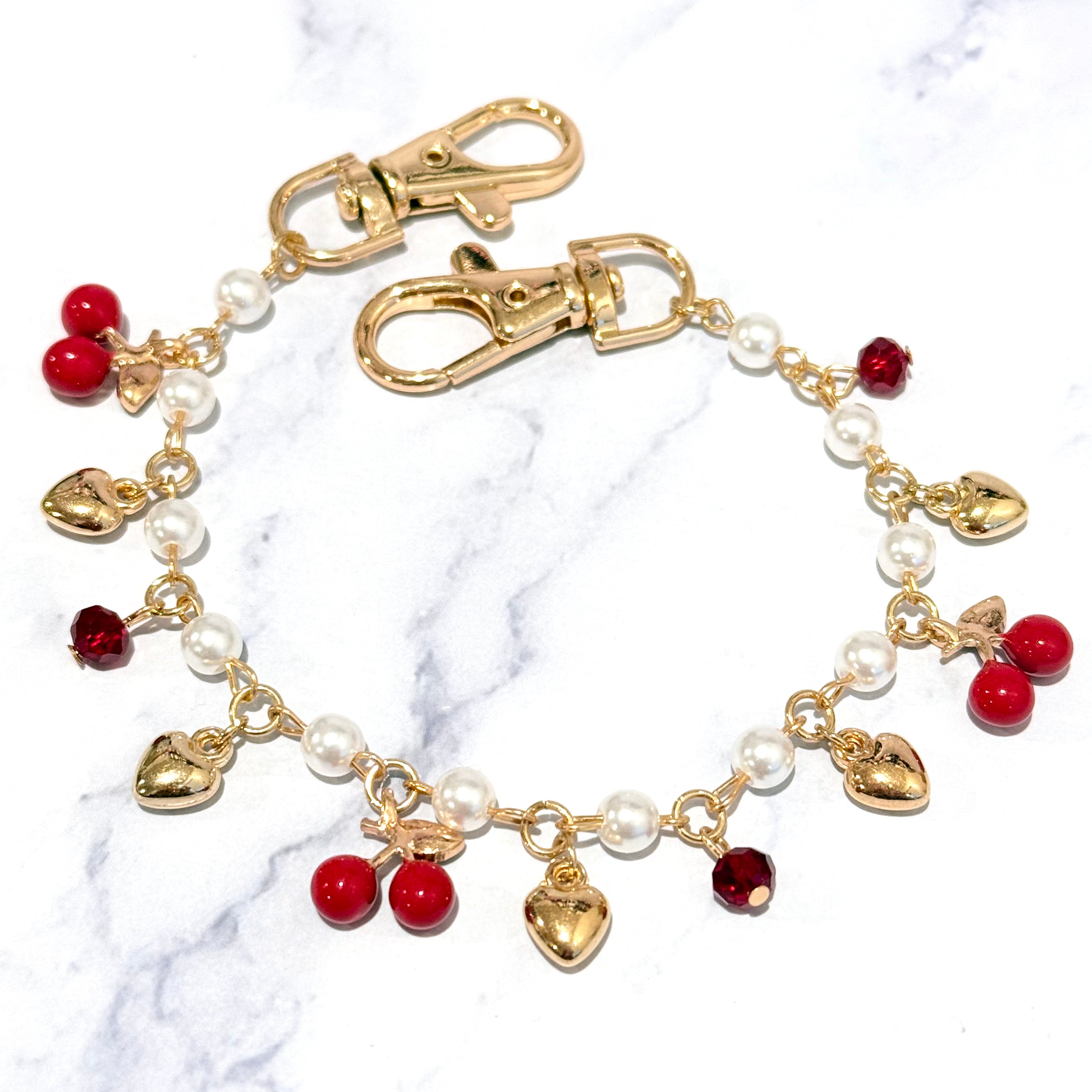 CHERRY PEARL DELUXE TUMBLER CHARM NECKLACE