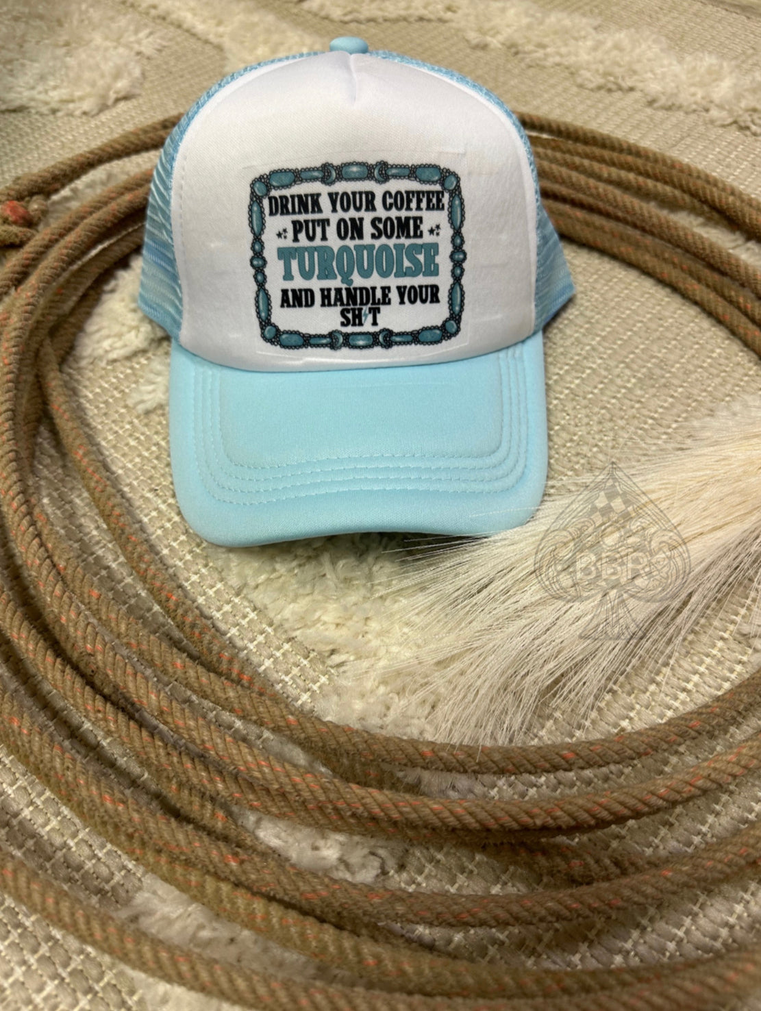 Coffee &amp;amp; Turquoise Trucker Hat