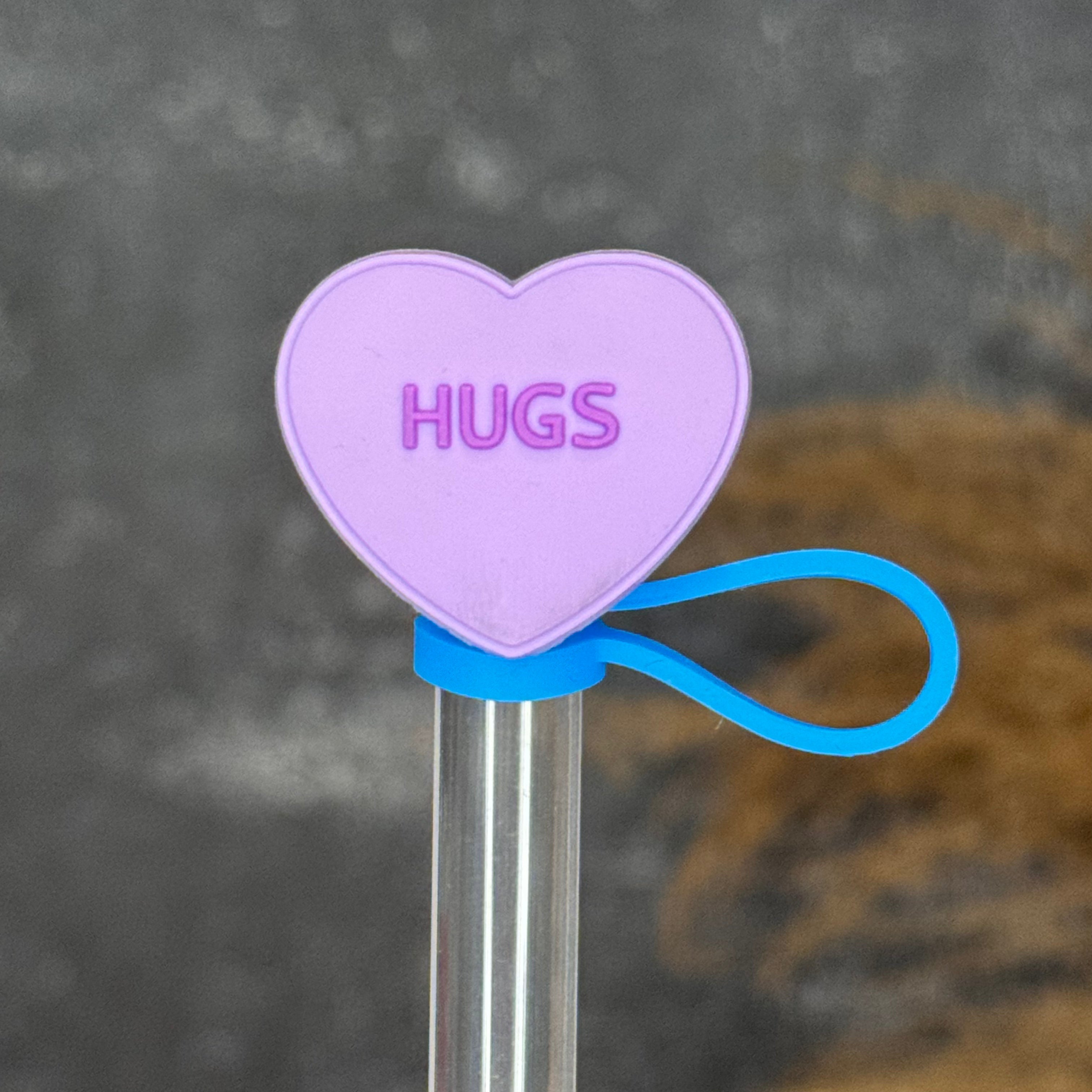 Conversation heart Straw Topper- purple