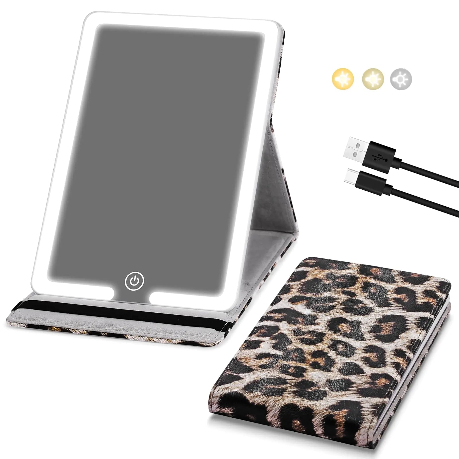 Style Loft Collection Illuminated Travel Beauty Mirror with Leather Case