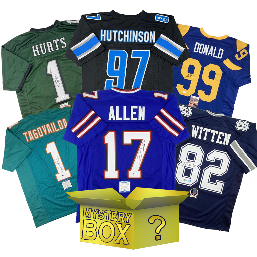Autographed/Signed Football GOLD Series 1 Jersey Mystery Box with PSA JSA or Beckett COA