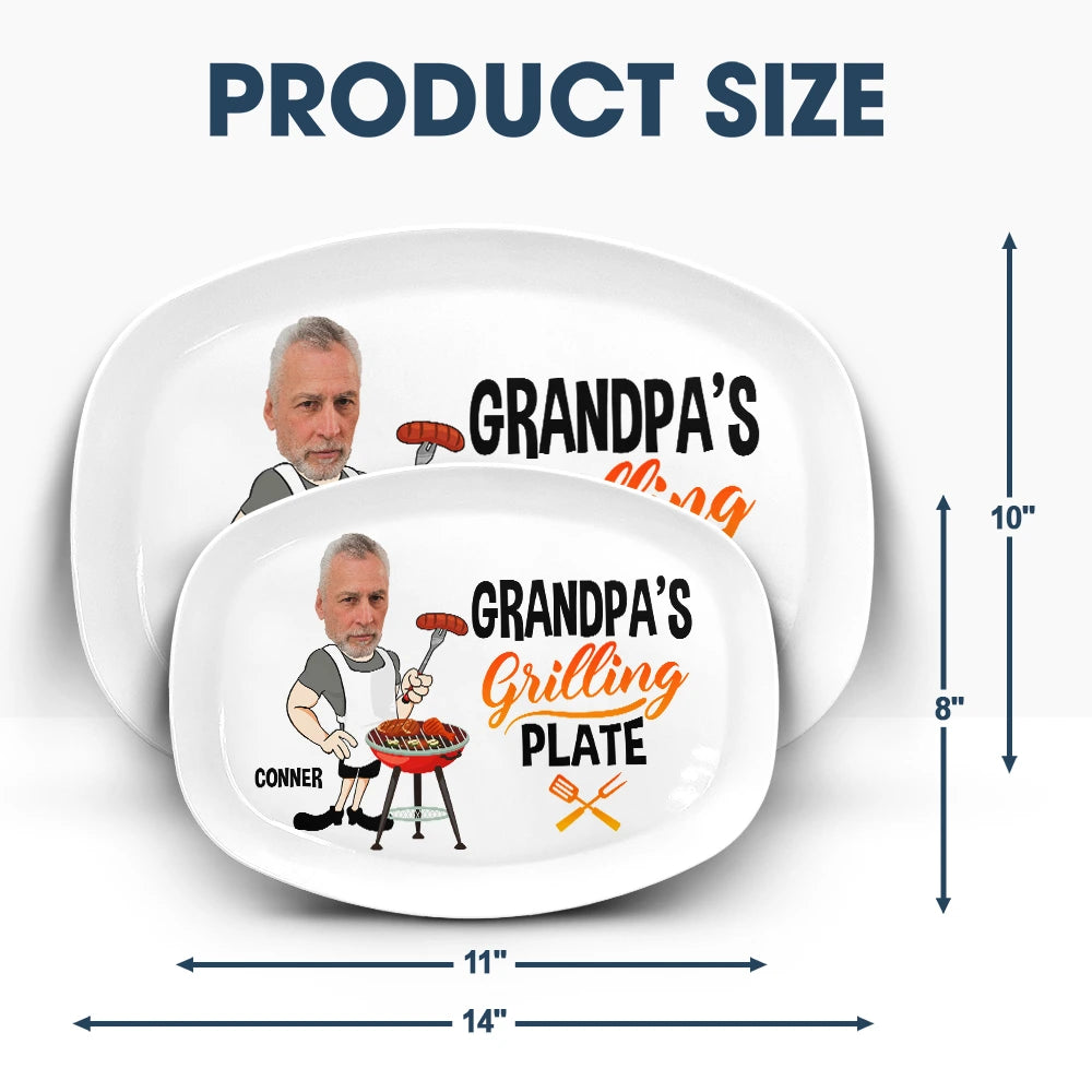 Custom Photo Daddy's Grilling Plate - Personalized Platter - Father's Day Gifts for Dad, Husband, Papa, Grandpa, Daddy