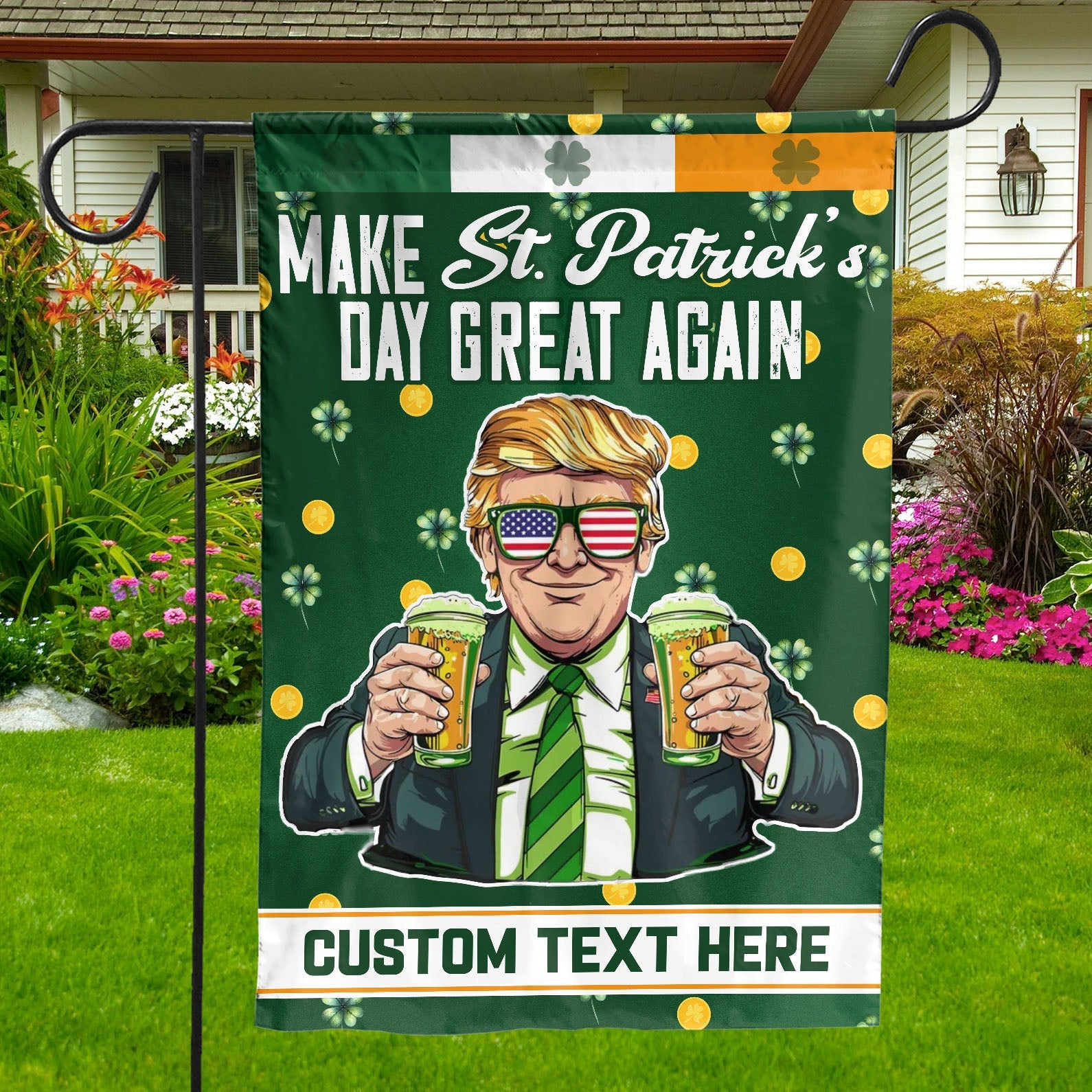 Make St. Patrick&amp;#39;s Day Great Again Trump Garden Flag, Personalized Flag, Custom Family Name St. Patrick&amp;#39;s Day Flag 681940 - GOP