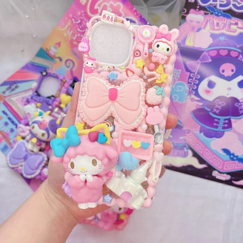 Handmade Pink Cartoon Character Cream Phone Case | ZAKAPOP