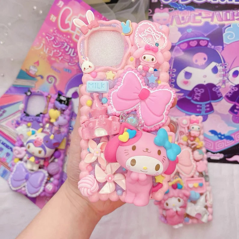 Handmade Pink Cartoon Character Cream Phone Case | ZAKAPOP