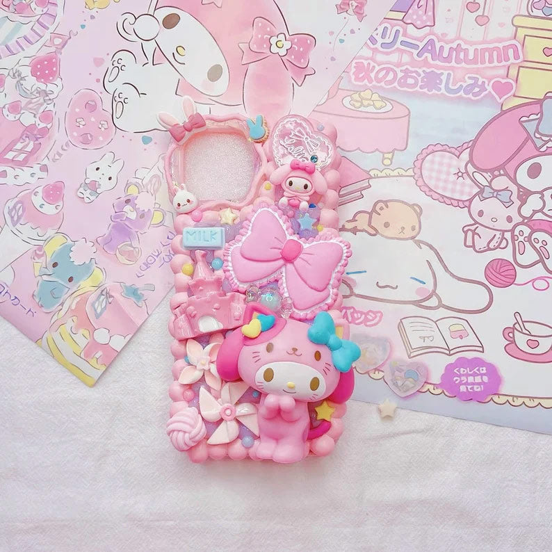 Handmade Pink Cartoon Character Cream Phone Case | ZAKAPOP