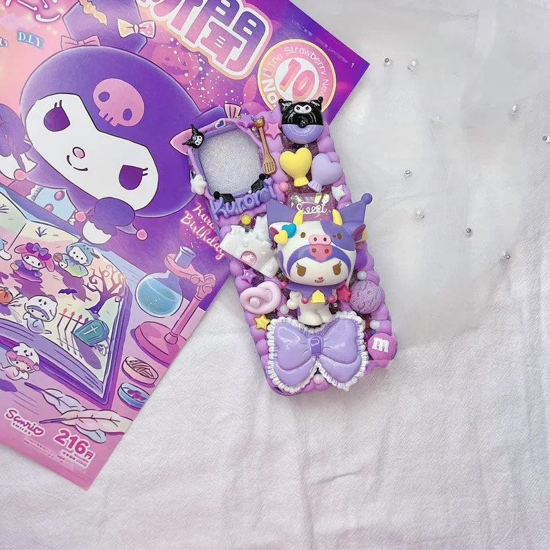 Girls&#39; Color Kuromi Handmade Cream Phone Case | ZAKAPOP