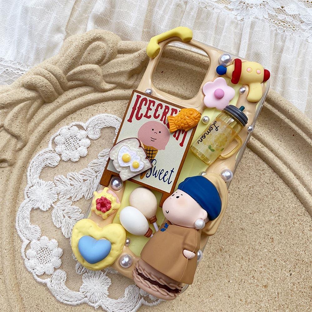 Handmade Girl With A Pearl Earring Cute Cream Phone Case (Customizable) | ZAKAPOP