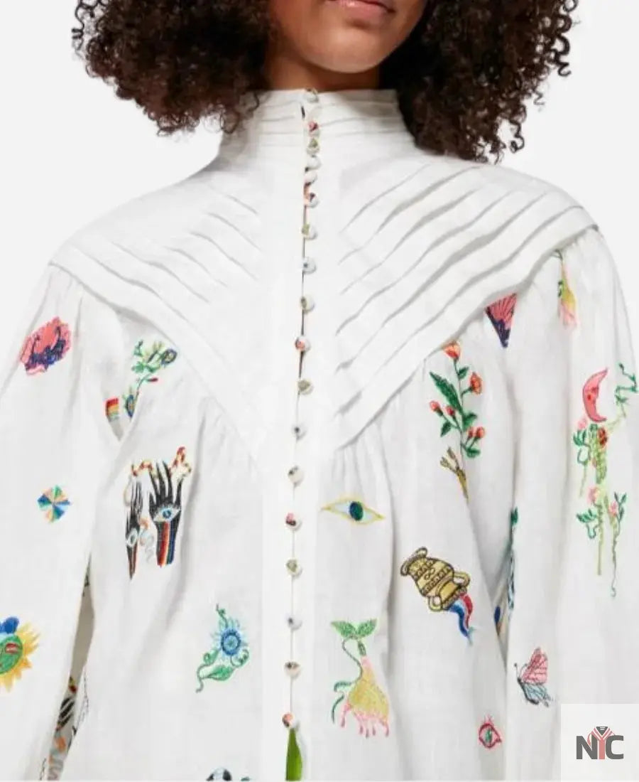 Gizelle Bryant Love Hotel S01 Bryant White Printed Blouse