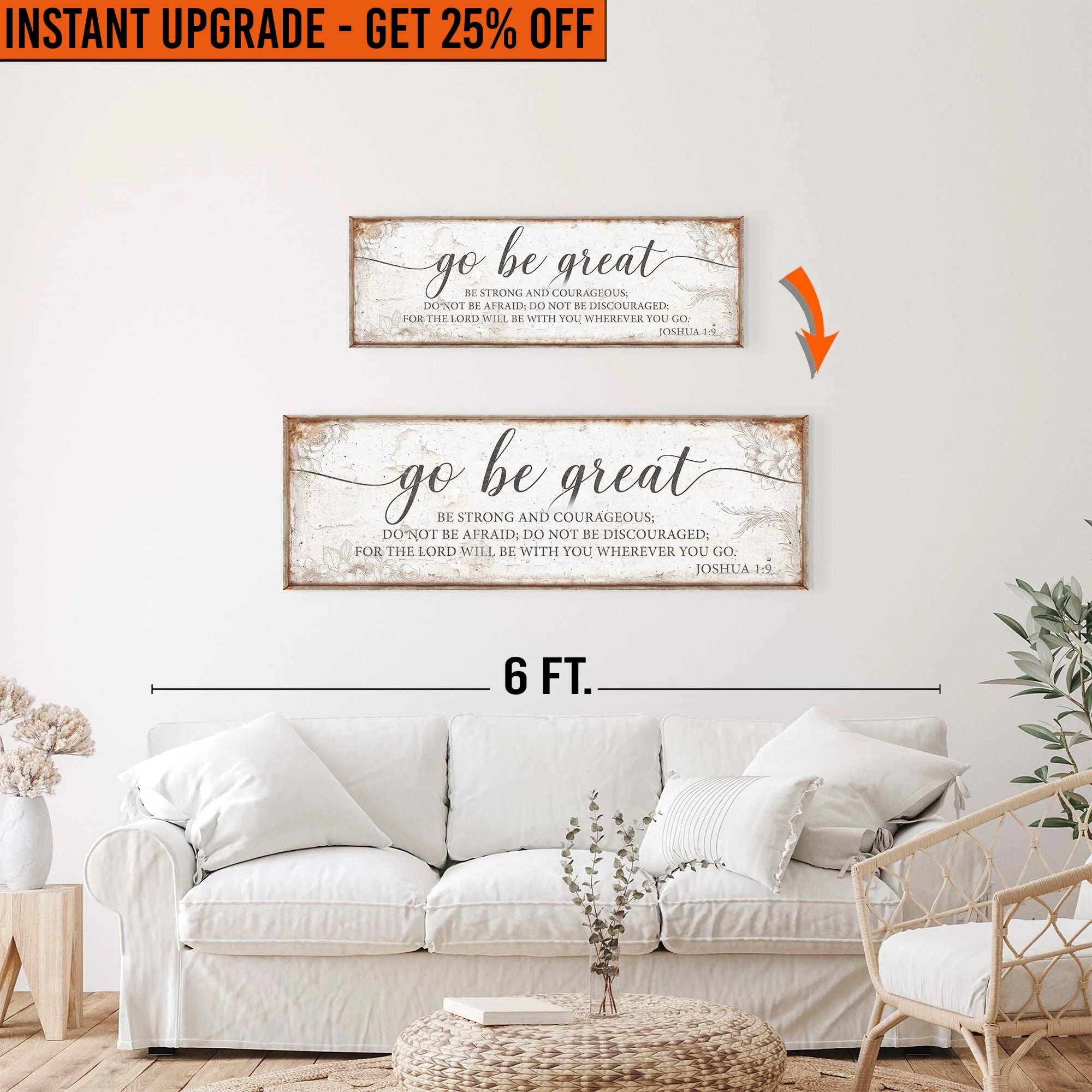 Upgrade Your 36x12 Inches Canvas &amp;#39;Go Be Great&amp;#39; To 48x16 Inches Canvas