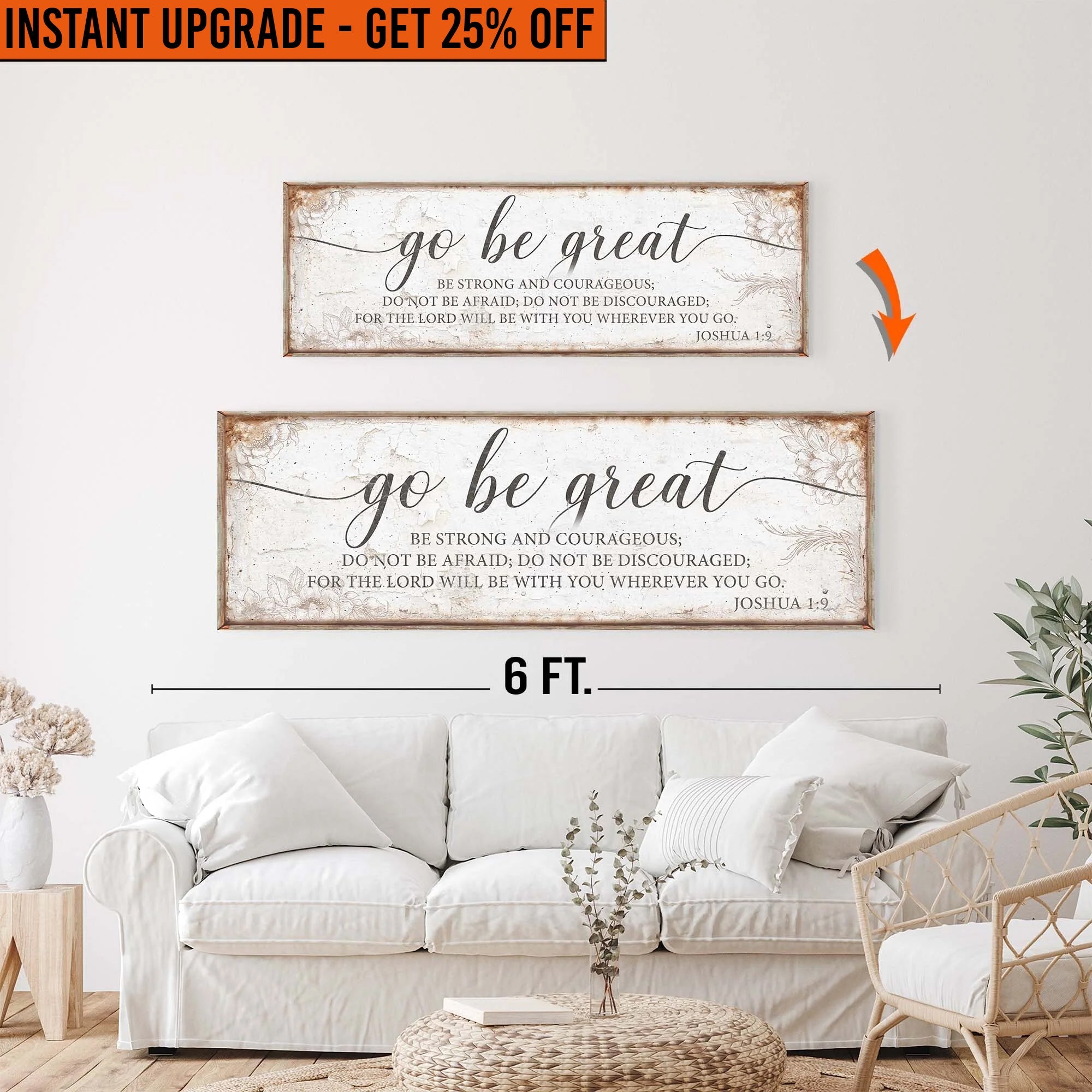 Upgrade Your 48x16 Inches &amp;#39;Go Be Great&amp;#39; To 60x20 Inches Canvas
