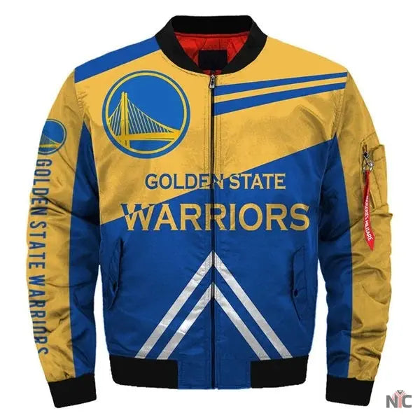 Golden State Warriors Yellow and Blue Bomber Jacket