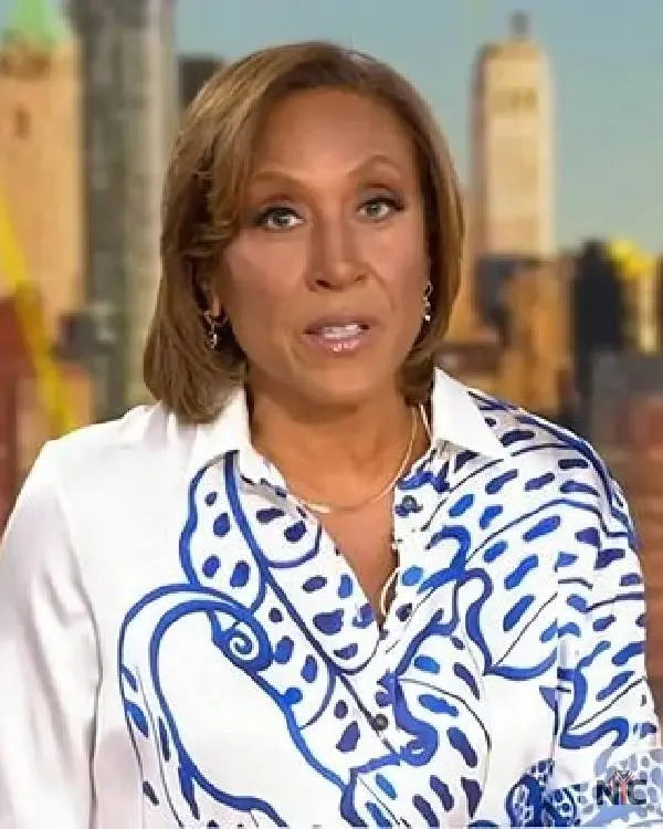 Good Morning America Robin Roberts White and Blue Shirt