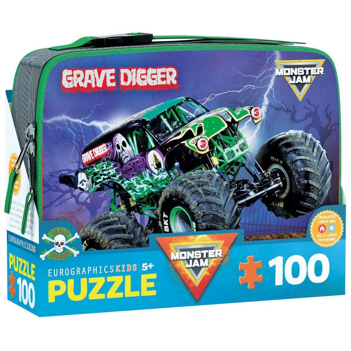 Grave Digger Monster Jam Lunch Bag &amp;amp; 100 Piece Jigsaw Puzzle Eurographics