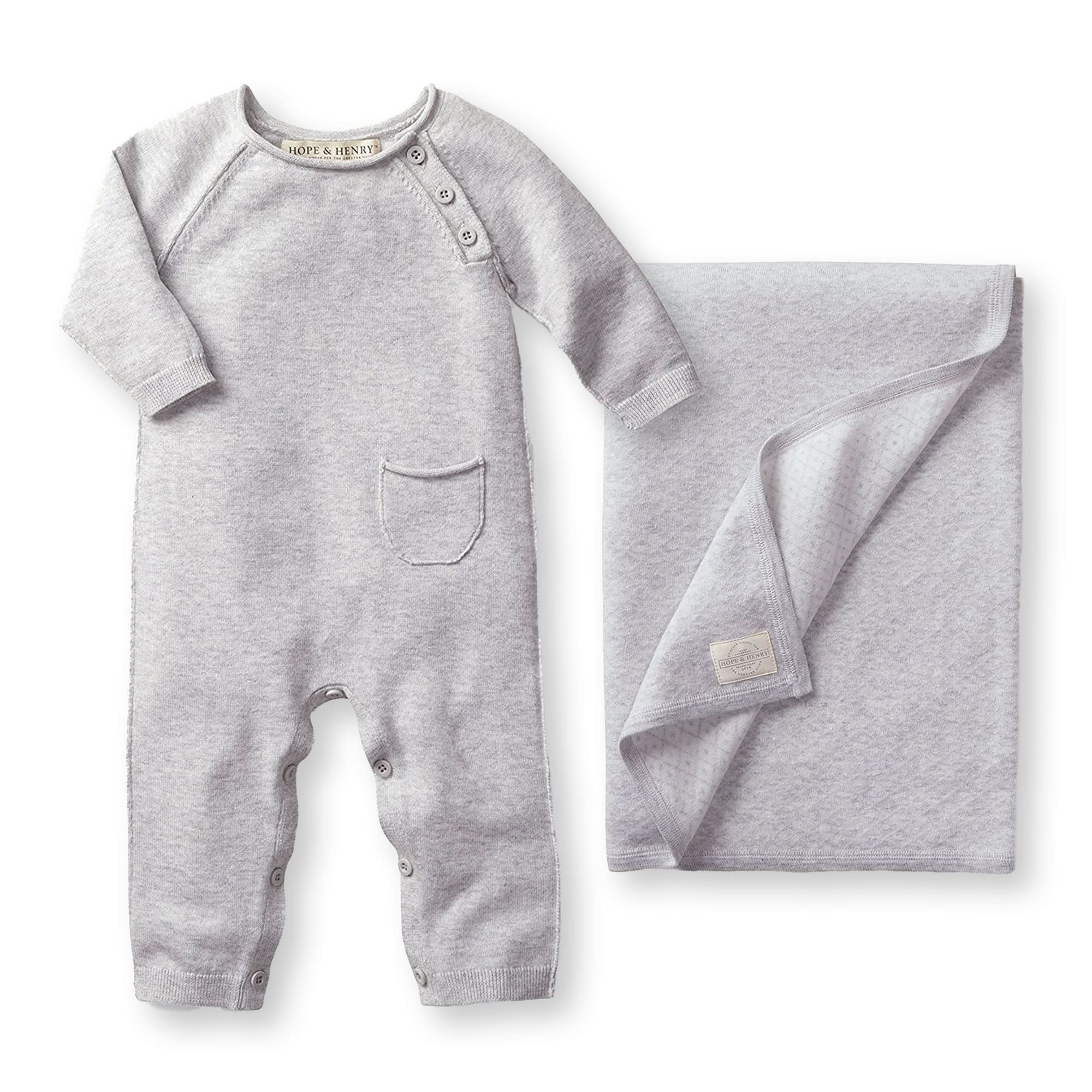 Raglan Sweater Romper &amp;amp; Jacquard Blanket Gift Set