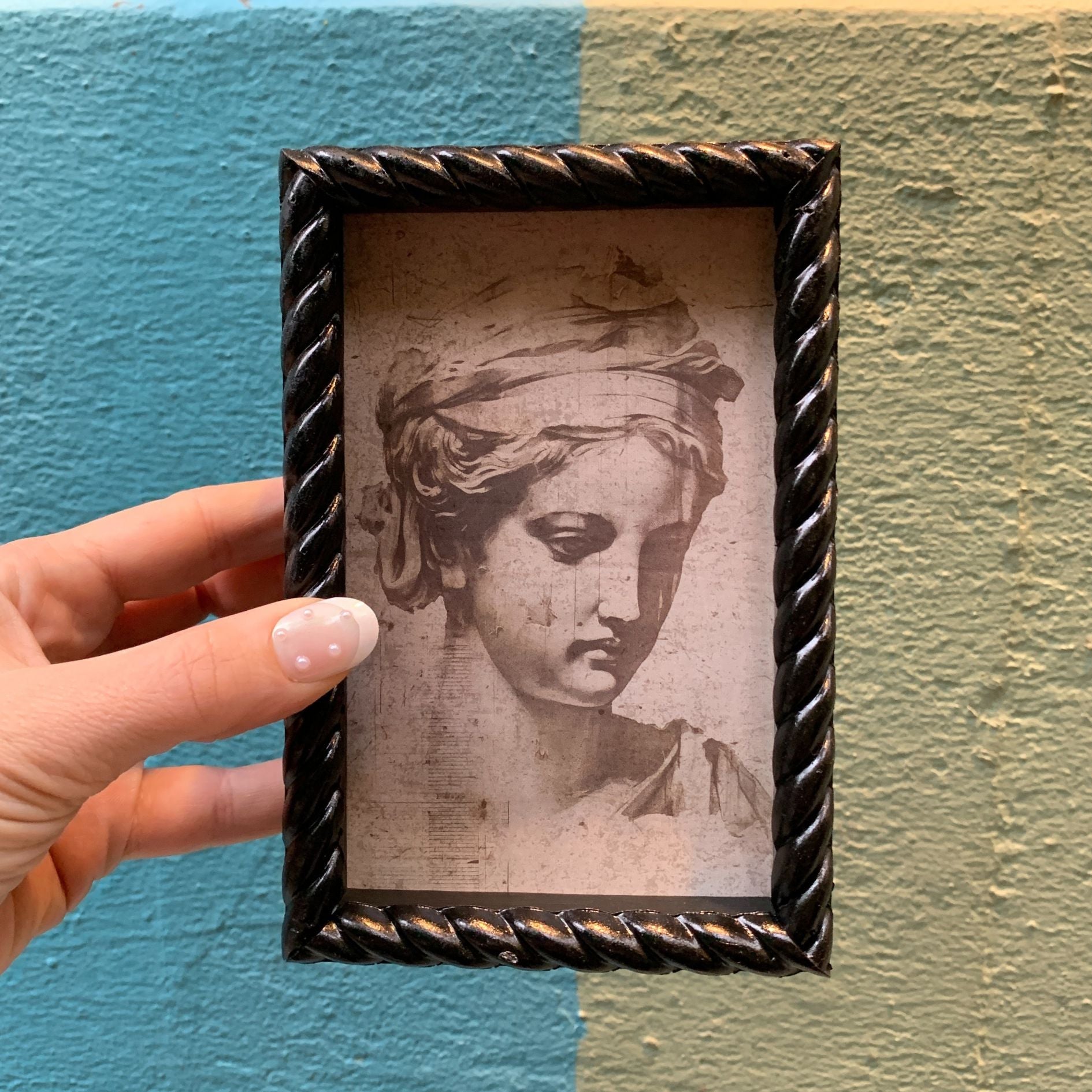 Greek Sketch Inset Box Sign | Wall Desk Wooden Decor | 4&amp;quot; x 6&amp;quot;