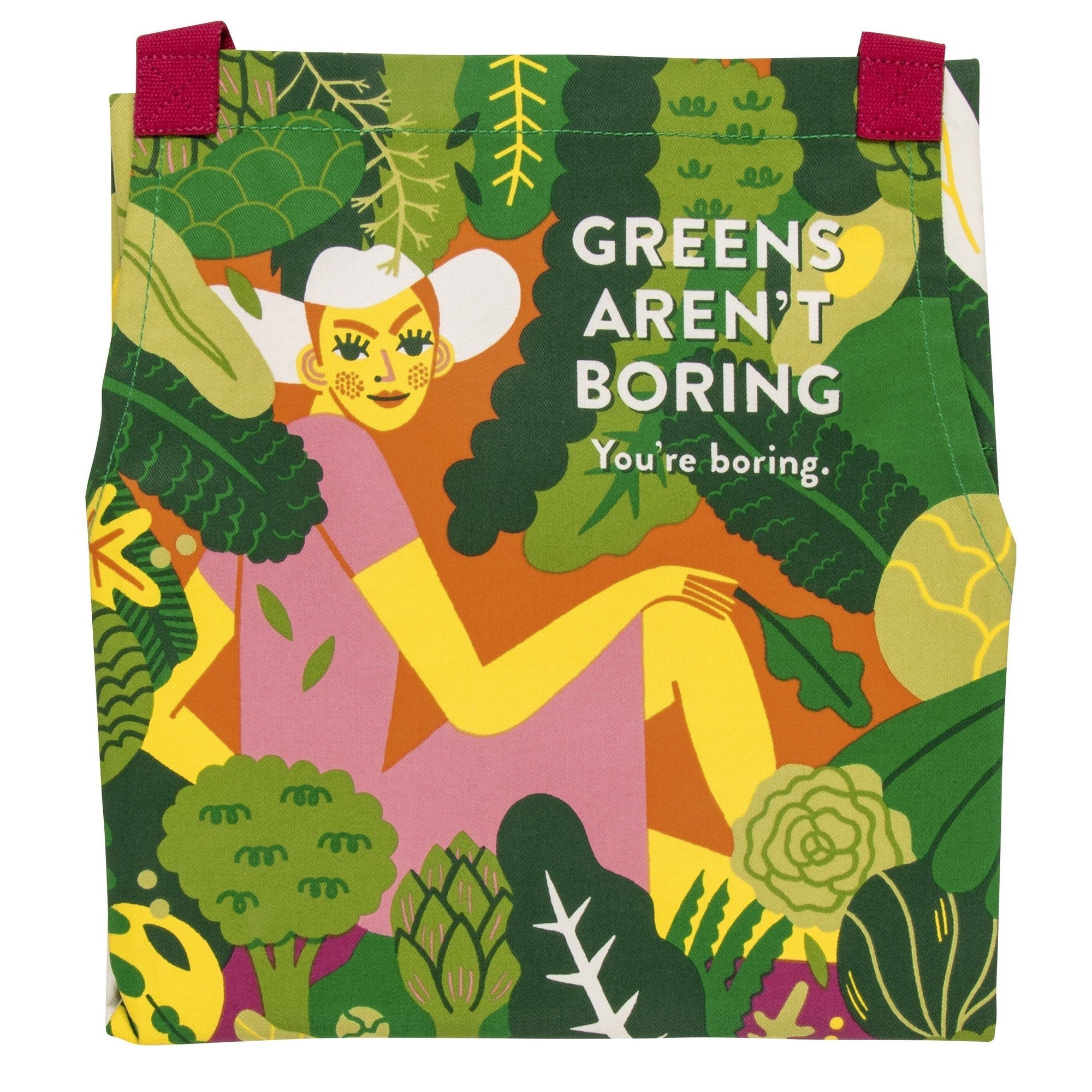 Green Aren&amp;#39;t Boring You&amp;#39;re Boring Funny Cooking Apron | Unisex 2 Pockets Adjustable Strap 100% Cotton | Vegetarian Gift | BlueQ at GetBullish