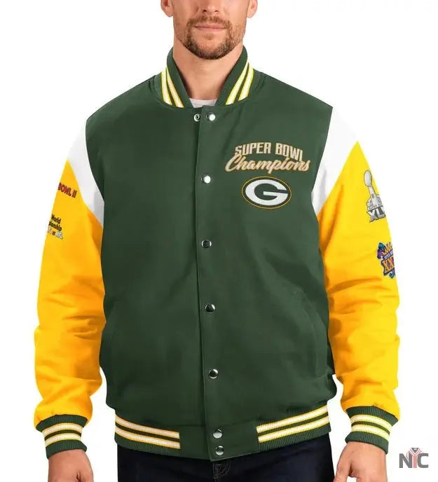 Green Bay Packers 4 Time Super Bowl Varsity Jacket